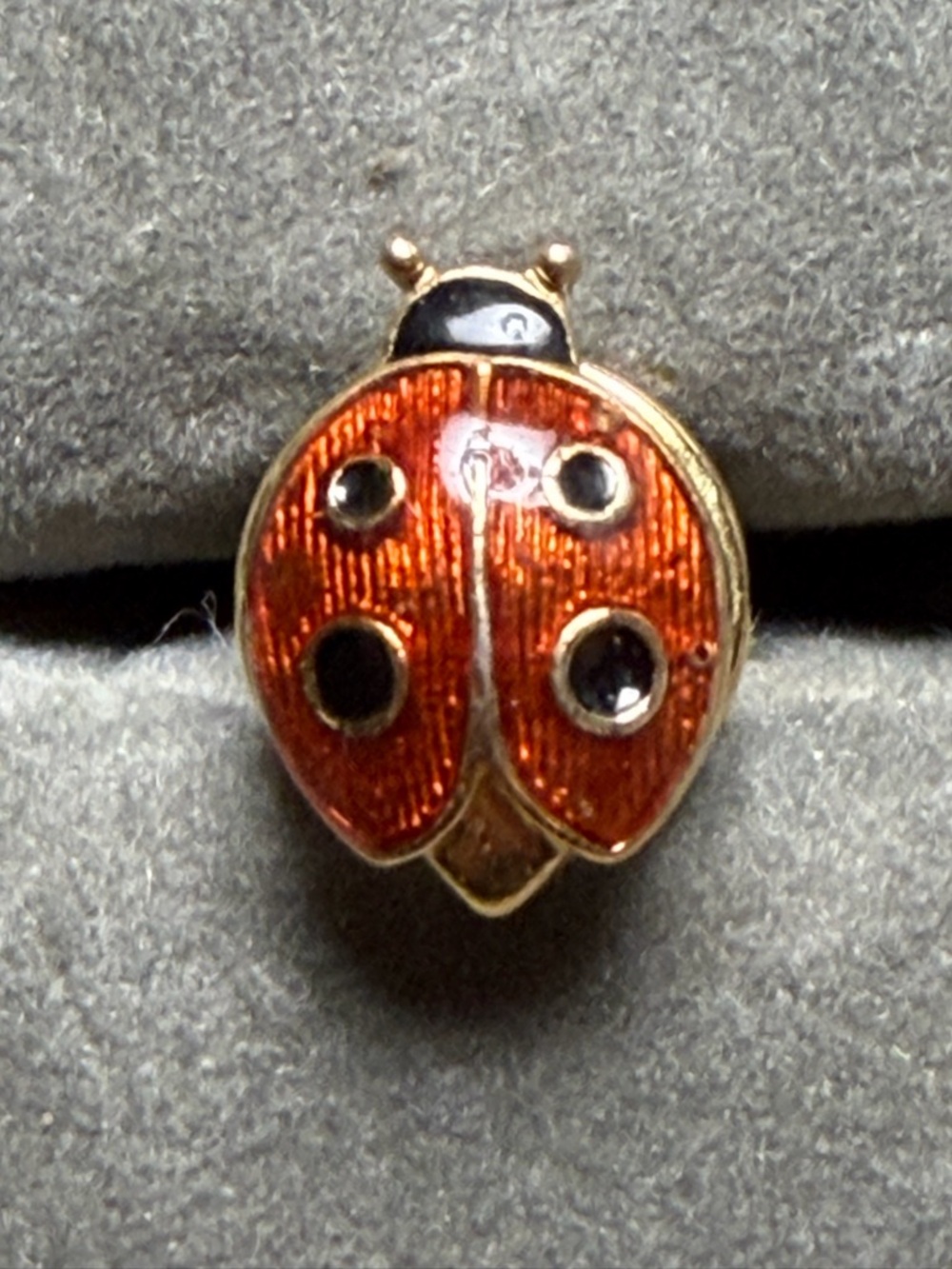 Avon Enamel Ladybug Charm pin - Red and Black